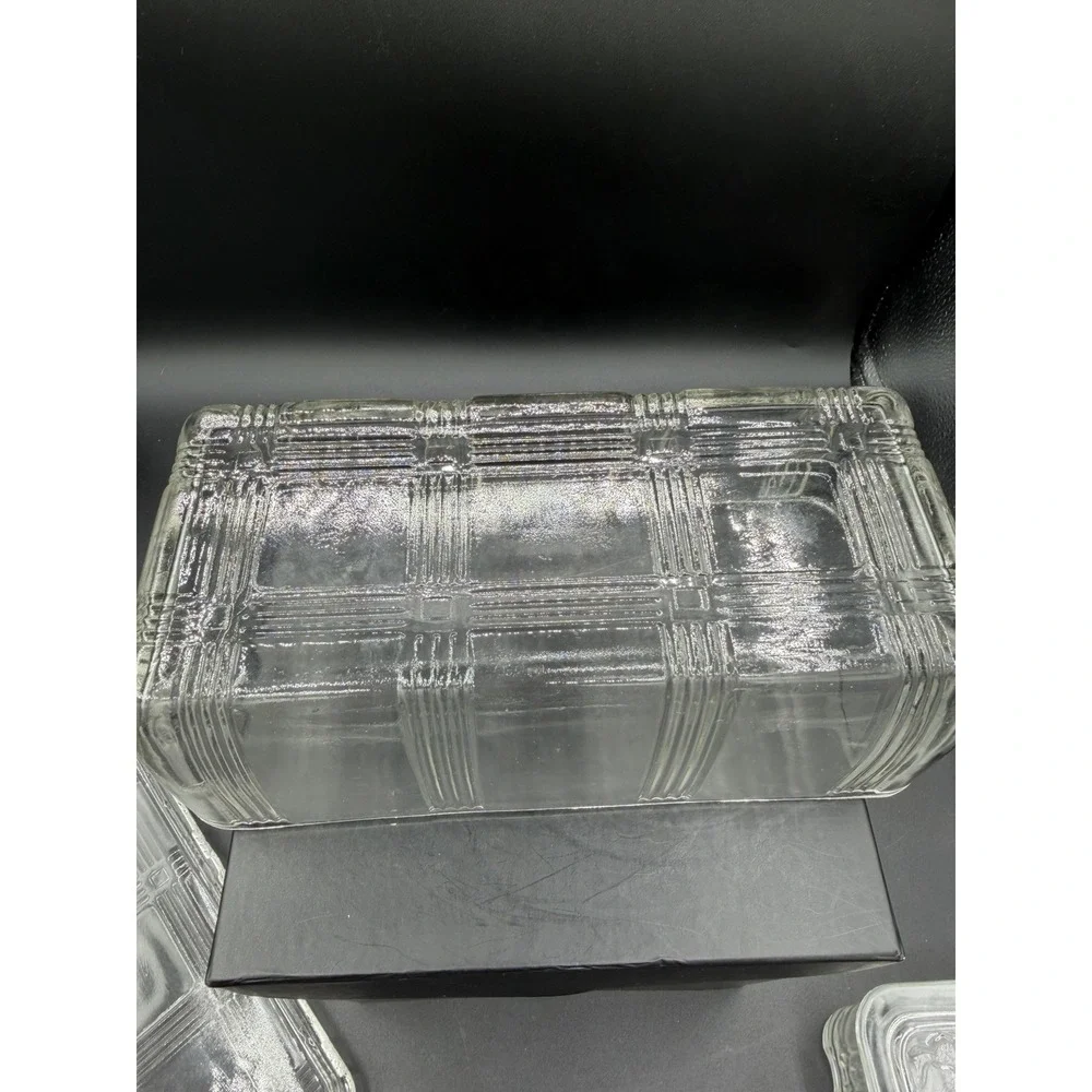🍇✨ Anchor Hocking Ribbed Clear Glass Refrigerator Dish w/ Lid – Medium Size ✨🍇